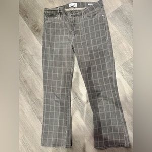 Frame Denim Charcoal Checkered Flare Jeans